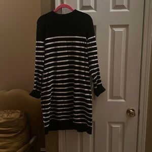 LOFT women’s dress, black and white striped, size large